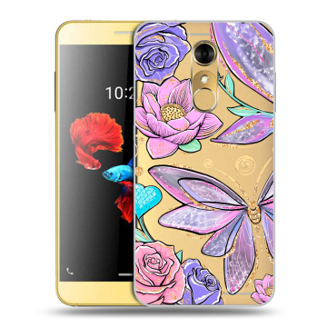 Силиконовый чехол на ZTE Blade A910 с принтом Бабочки и цветы