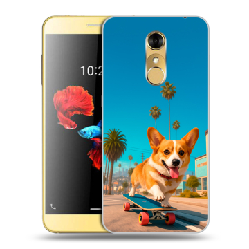 Силиконовый чехол на ZTE Blade A910 с принтом Корги на скейте Силиконовый чехол на ZTE Blade A910 с принтом Корги на скейте