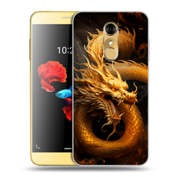 Силиконовый чехол на ZTE Blade A910 с принтом Золотой дракон Силиконовый чехол на ZTE Blade A910 с принтом Золотой дракон