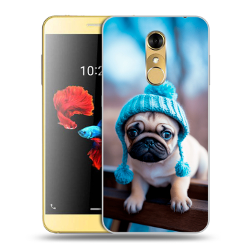 Силиконовый чехол на ZTE Blade A910 с принтом Мопс в шапке