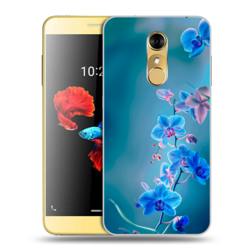 Силиконовый чехол на ZTE Blade A910 с принтом Голубые цветы Силиконовый чехол на ZTE Blade A910 с принтом Голубые цветы