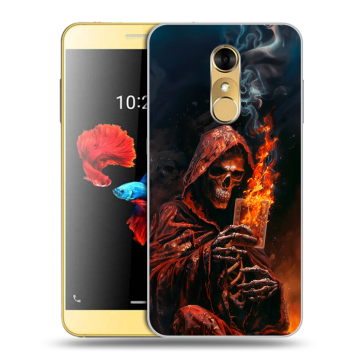 Силиконовый чехол на ZTE Blade A910 с принтом Скелет и карты
