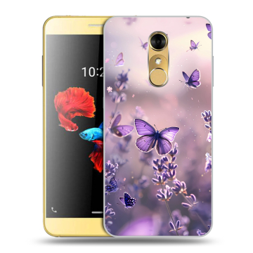 Силиконовый чехол на ZTE Blade A910 с принтом бабочки и лаванда Силиконовый чехол на ZTE Blade A910 с принтом бабочки и лаванда