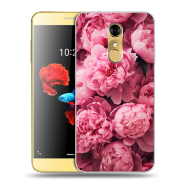 Силиконовый чехол на ZTE Blade A910 с принтом цветы пионы