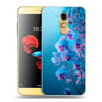 Силиконовый чехол на ZTE Blade A910 с принтом голубые орхидеи