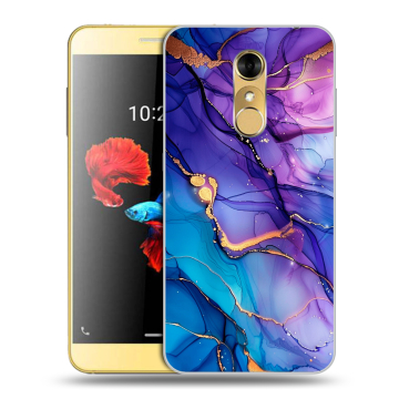 Силиконовый чехол на ZTE Blade A910 с принтом синий мрамор
