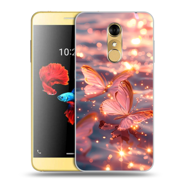 Силиконовый чехол на ZTE Blade A910 с принтом бабочки розовые Силиконовый чехол на ZTE Blade A910 с принтом бабочки розовые