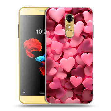 Силиконовый чехол на ZTE Blade A910 с принтом розовые сердечки