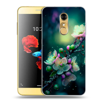 Силиконовый чехол на ZTE Blade A910 с принтом Цветы и мрамор