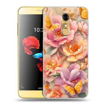 Силиконовый чехол на ZTE Blade A910 с принтом Цветы и бабочки Силиконовый чехол на ZTE Blade A910 с принтом Цветы и бабочки