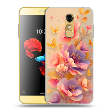 Силиконовый чехол на ZTE Blade A910 с принтом Цветы и бабочки Силиконовый чехол на ZTE Blade A910 с принтом Цветы и бабочки