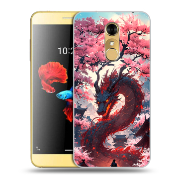 Силиконовый чехол на ZTE Blade A910 с принтом Дракон Японский Силиконовый чехол на ZTE Blade A910 с принтом Дракон Японский