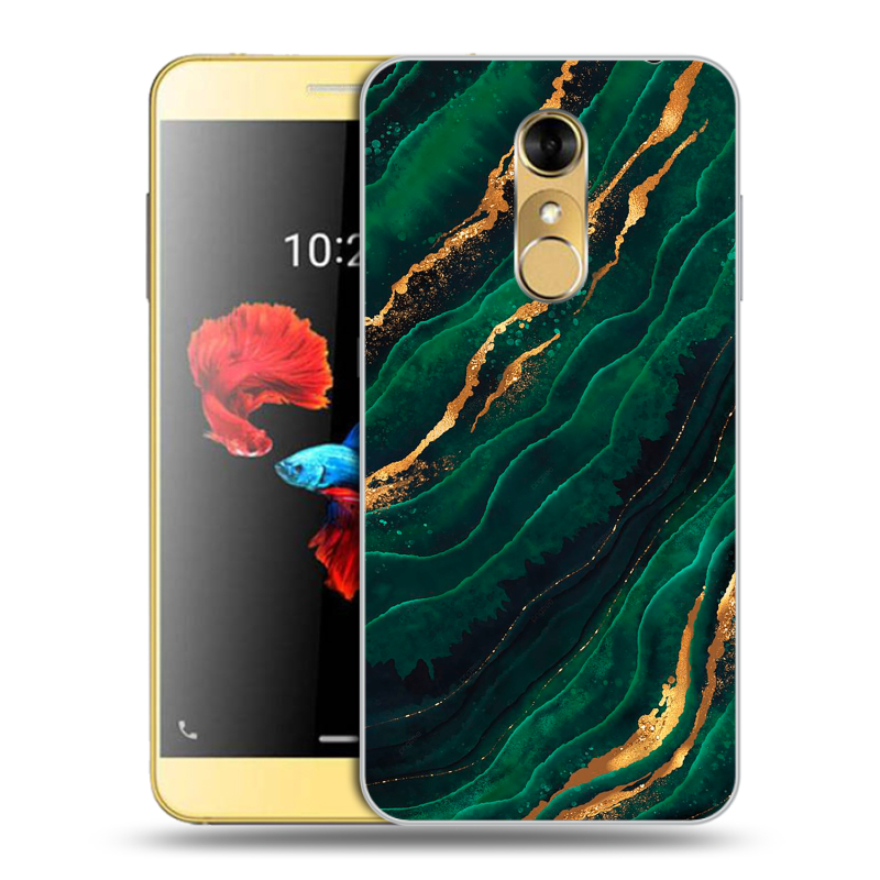 Силиконовый чехол на ZTE Blade A910 с принтом Мрамор зеленое золото Силиконовый чехол на ZTE Blade A910 с принтом Мрамор зеленое золото
