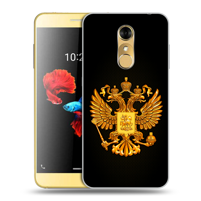 Силиконовый чехол на ZTE Blade A910 с принтом Герб России желтый Силиконовый чехол на ZTE Blade A910 с принтом Герб России желтый