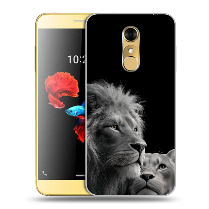 Силиконовый чехол на ZTE Blade A910 с принтом Лев кошки Силиконовый чехол на ZTE Blade A910 с принтом Лев кошки