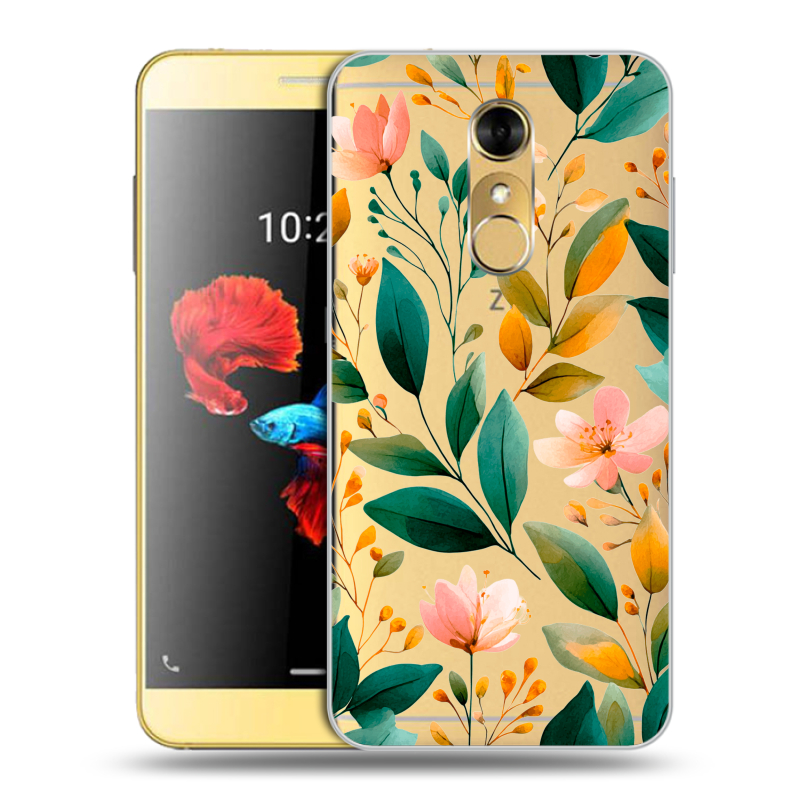 Силиконовый чехол на ZTE Blade A910 с принтом Цветы паттерн Силиконовый чехол на ZTE Blade A910 с принтом Цветы паттерн