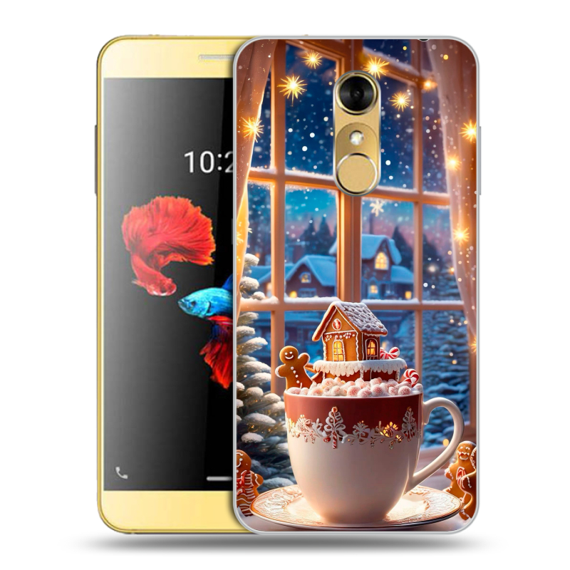 Силиконовый чехол на ZTE Blade A910 с принтом Новый год Силиконовый чехол на ZTE Blade A910 с принтом Новый год