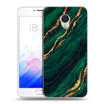 Пластиковый чехол на Meizu M3E с принтом Мрамор зеленое золото