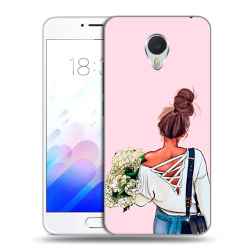 Пластиковый чехол на Meizu M3E с принтом Девушка и букет Пластиковый чехол на Meizu M3E с принтом Девушка и букет