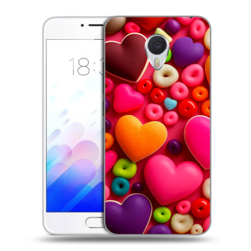 Пластиковый чехол на Meizu M3E с принтом Сердечки