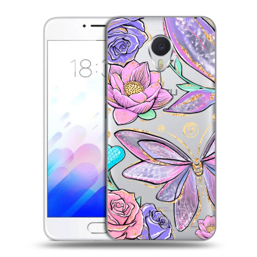 Пластиковый чехол на Meizu M3E с принтом Бабочки и цветы