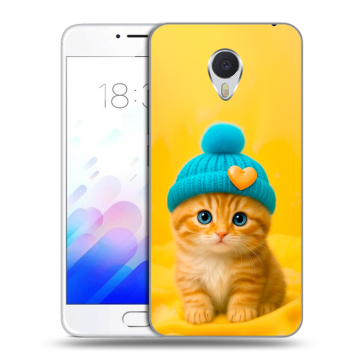 Пластиковый чехол на Meizu M3E с принтом Котенок в шапке