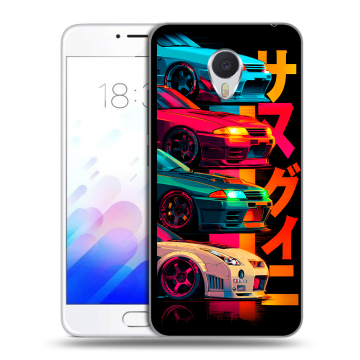 Пластиковый чехол на Meizu M3E с принтом Гоночные машины