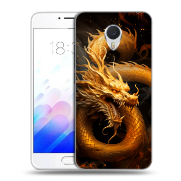 Пластиковый чехол на Meizu M3E с принтом Золотой дракон Пластиковый чехол на Meizu M3E с принтом Золотой дракон
