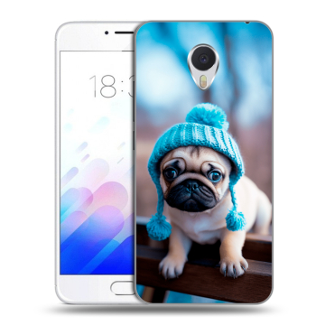 Пластиковый чехол на Meizu M3E с принтом Мопс в шапке