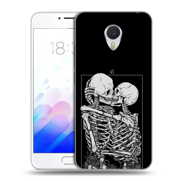 Пластиковый чехол на Meizu M3E с принтом Поцелуй скелетов