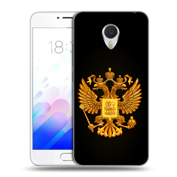 Пластиковый чехол на Meizu M3E с принтом Герб России желтый Пластиковый чехол на Meizu M3E с принтом Герб России желтый