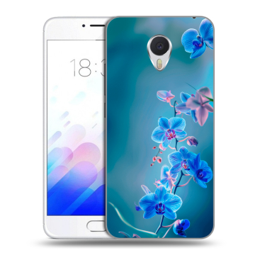 Пластиковый чехол на Meizu M3E с принтом Голубые цветы