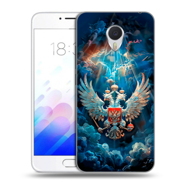 Пластиковый чехол на Meizu M3E с принтом Герб флаг России