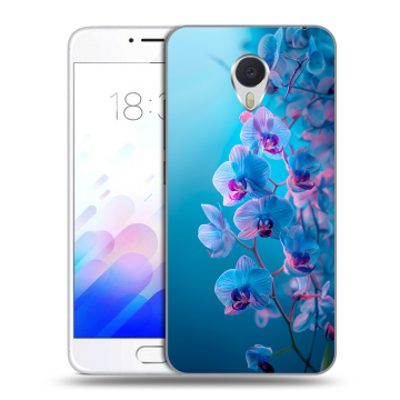 Пластиковый чехол на Meizu M3E с принтом голубые орхидеи