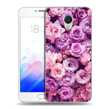 Пластиковый чехол на Meizu M3E с принтом лавандовые розы