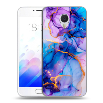 Пластиковый чехол на Meizu M3E с принтом синий мрамор