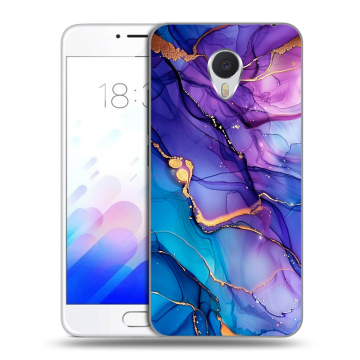 Пластиковый чехол на Meizu M3E с принтом синий мрамор