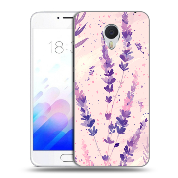Пластиковый чехол на Meizu M3E с принтом цветы лаванда