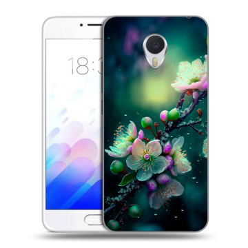 Пластиковый чехол на Meizu M3E с принтом Цветы и мрамор Пластиковый чехол на Meizu M3E с принтом Цветы и мрамор