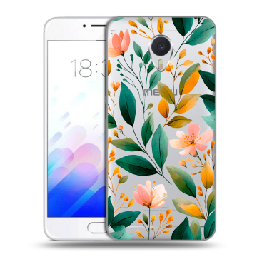 Пластиковый чехол на Meizu M3E с принтом Цветы паттерн