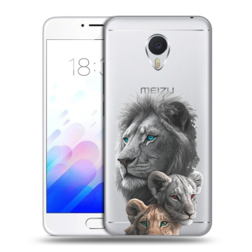 Пластиковый чехол на Meizu M3E с принтом Львы