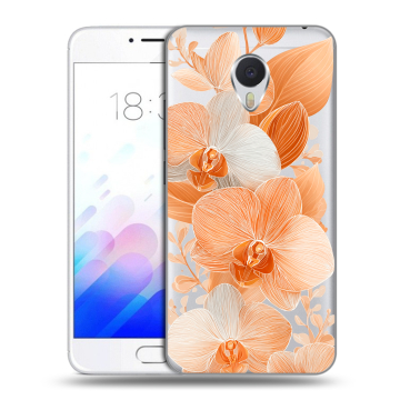 Пластиковый чехол на Meizu M3E с принтом Бежевые цветы