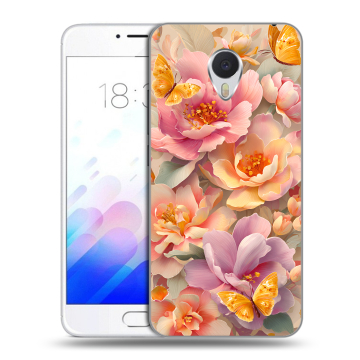 Пластиковый чехол на Meizu M3E с принтом Цветы и бабочки