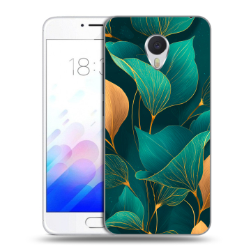 Пластиковый чехол на Meizu M3E с принтом Листья и золото