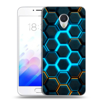 Пластиковый чехол на Meizu M3E с принтом Неоновые соты