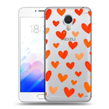 Пластиковый чехол на Meizu M3E с принтом Сердечки