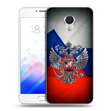 Пластиковый чехол на Meizu M3E с принтом Флаг России Пластиковый чехол на Meizu M3E с принтом Флаг России