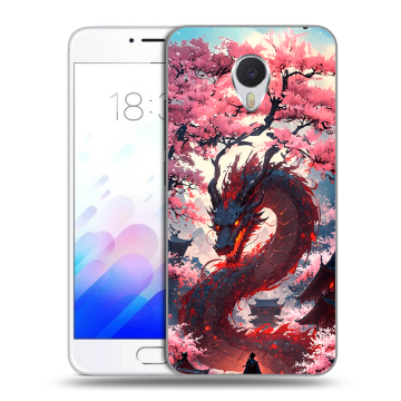 Пластиковый чехол на Meizu M3E с принтом Дракон Японский