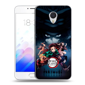 Пластиковый чехол на Meizu M3E с принтом Demon Slayer Клинок рассекающий демонов
