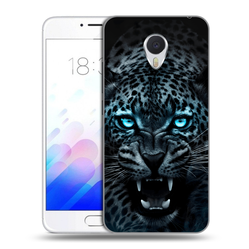 Пластиковый чехол на Meizu M3E с принтом Темный леопард Пластиковый чехол на Meizu M3E с принтом Темный леопард